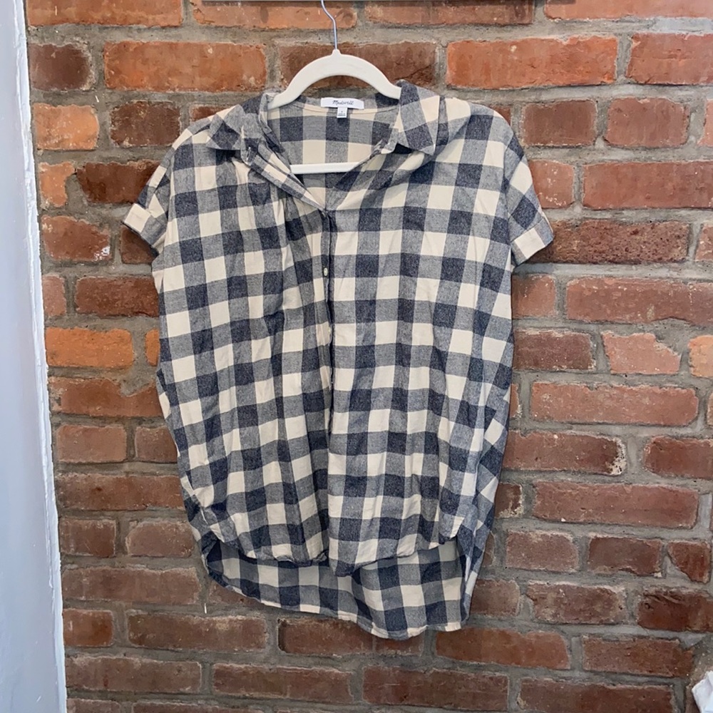 Madewell Plaid Button Down Tee Size Small